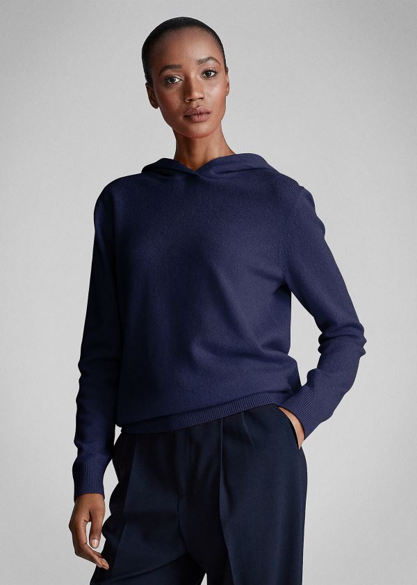 Ralph Lauren Cashmere Hoodie Tmavě Blankyt | gtz44ODp