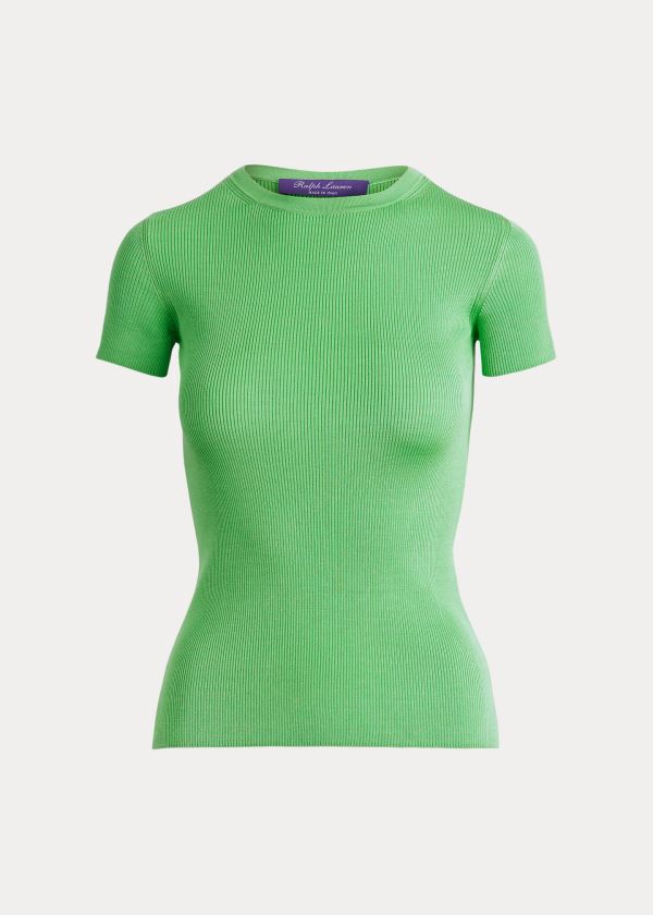 Ralph Lauren Cashmere Krátké-Sleeve Svetrové Mátově Zelená Zelene | 0UKVCdH5