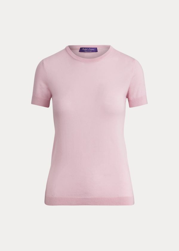 Ralph Lauren Cashmere Krátké-Sleeve Svetrové Růžové | A6dpYAZz