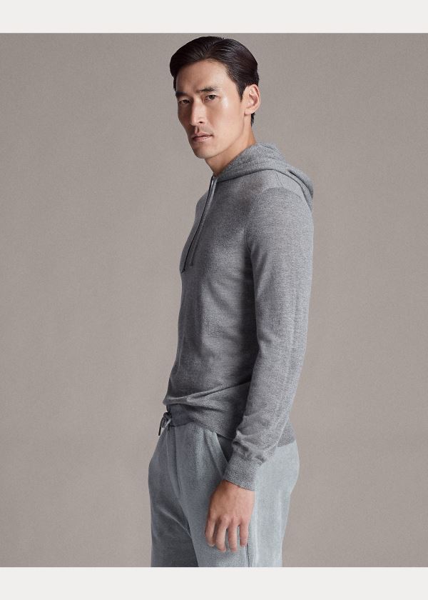 Ralph Lauren Cashmere S Kapucí Svetrové Světle Šedé | 5ZeNVOdT