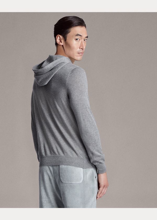 Ralph Lauren Cashmere S Kapucí Svetrové Světle Šedé | 5ZeNVOdT