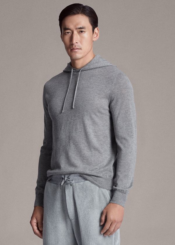Ralph Lauren Cashmere S Kapucí Svetrové Světle Šedé | 5ZeNVOdT