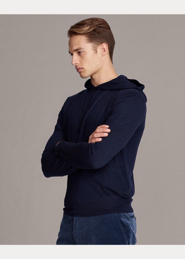 Ralph Lauren Cashmere S Kapucí Svetrové Tmavě Blankyt | 9bwT0agL