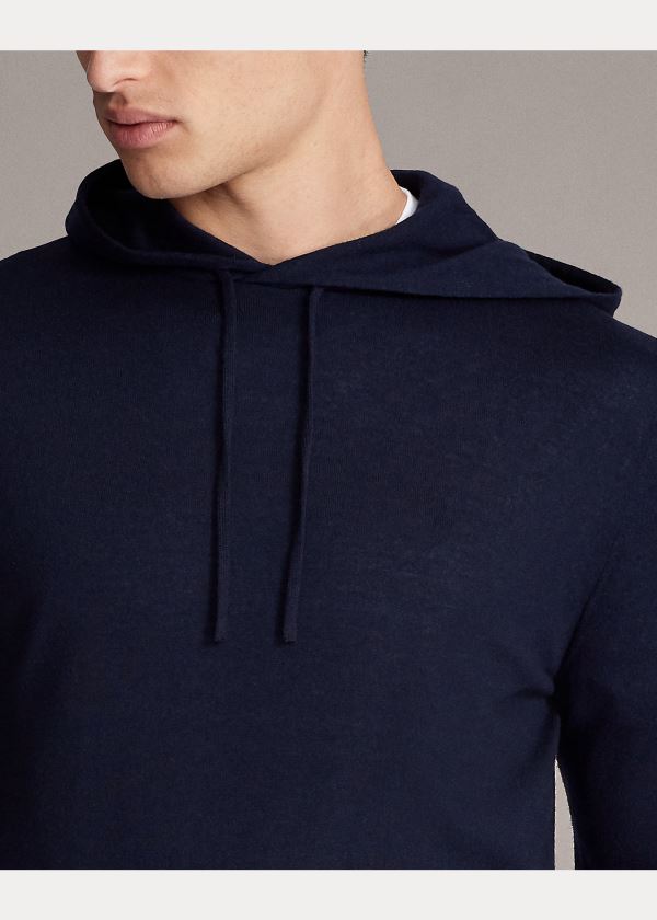 Ralph Lauren Cashmere S Kapucí Svetrové Tmavě Blankyt | 9bwT0agL