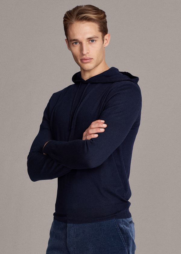 Ralph Lauren Cashmere S Kapucí Svetrové Tmavě Blankyt | 9bwT0agL