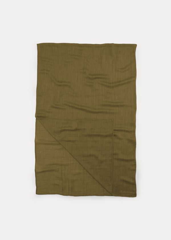 Ralph Lauren Cashmere Scarf Olivy Zelené | NawsxQrj