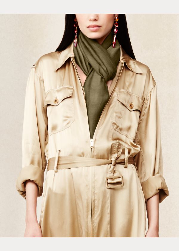 Ralph Lauren Cashmere Scarf Olivy Zelené | NawsxQrj