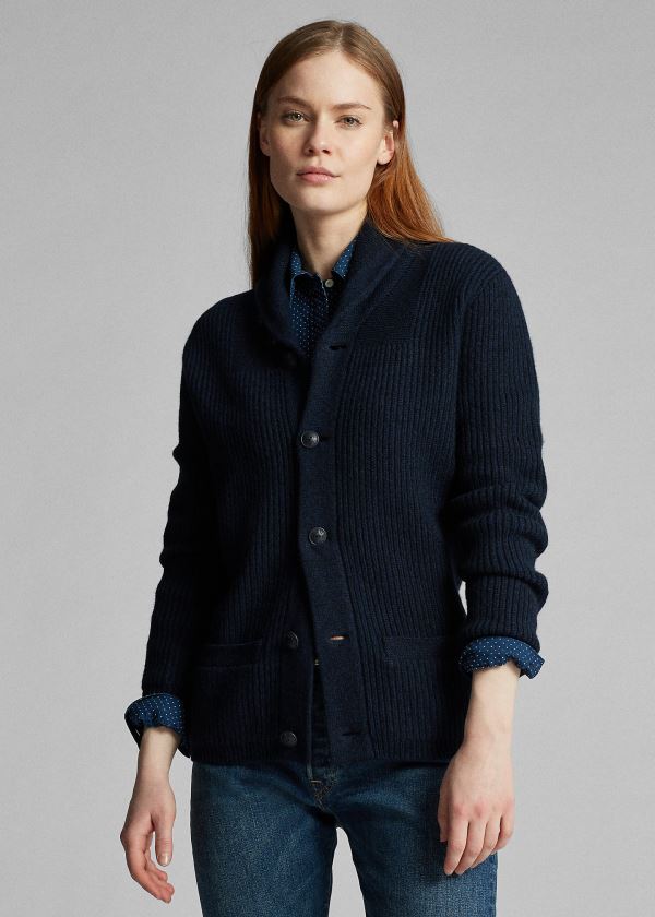 Ralph Lauren Cashmere Shawl-Collar Cardigan Blankyt Černé | 6NNX0DKG