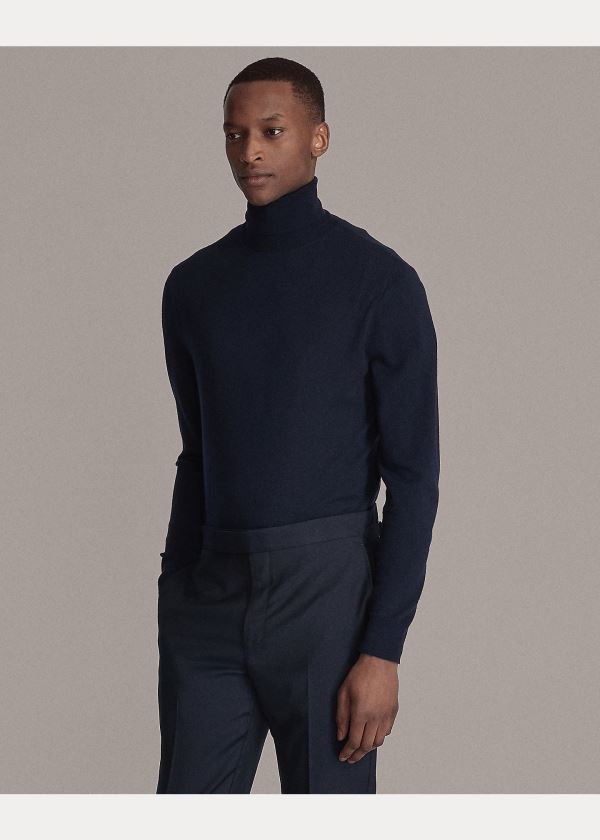 Ralph Lauren Cashmere Turtleneck Svetrové Tmavě Blankyt | Pl25L5Zt