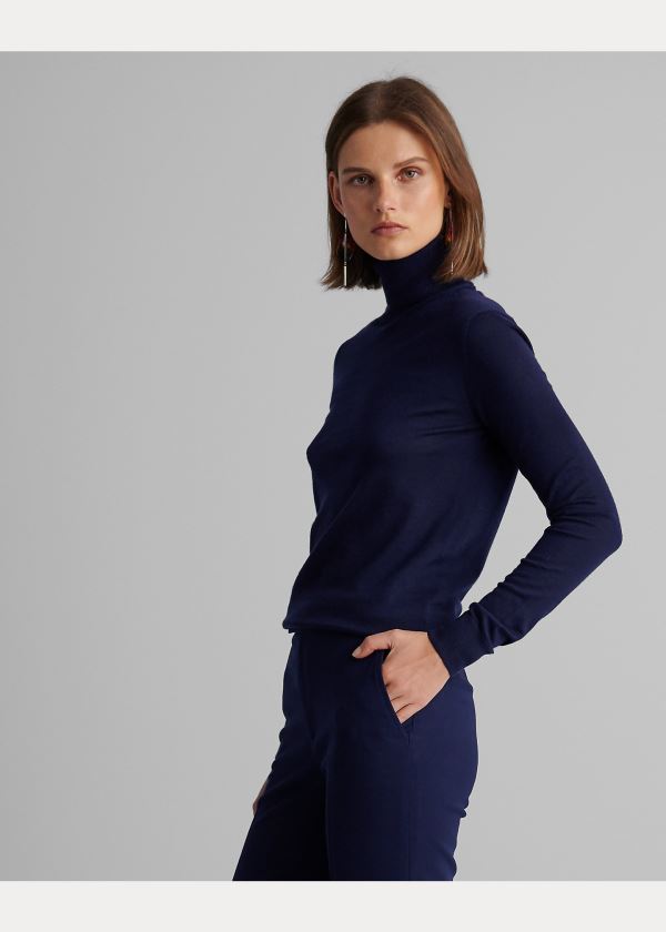 Ralph Lauren Cashmere Turtleneck Svetrové Tmavě Blankyt | pVFmf1ho