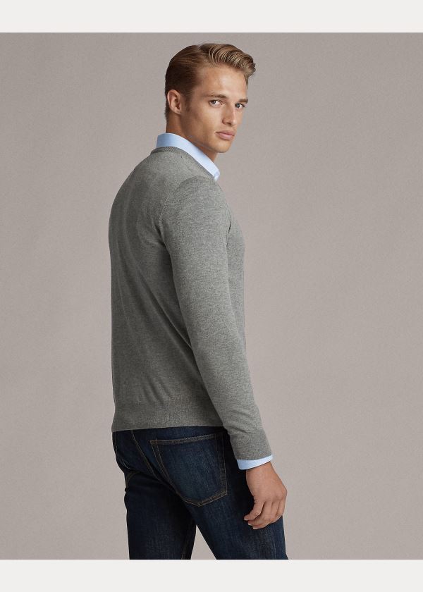 Ralph Lauren Cashmere V-Neck Svetrové Světle Šedé | UKyPXwSy