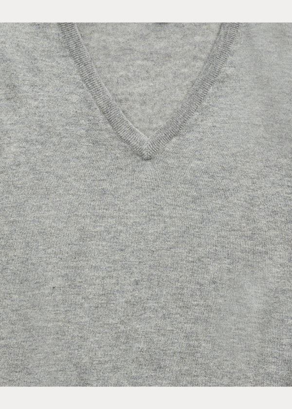 Ralph Lauren Cashmere V-Neck Svetrové Světle Šedé | UKyPXwSy