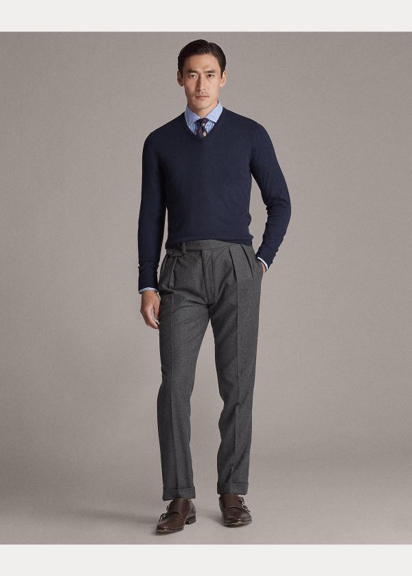 Ralph Lauren Cashmere V-Neck Svetrové Tmavě Blankyt | OfZOiPo0