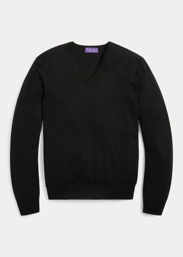 Ralph Lauren Cashmere V-Neck Svetrové Černé | sUMKZNwh