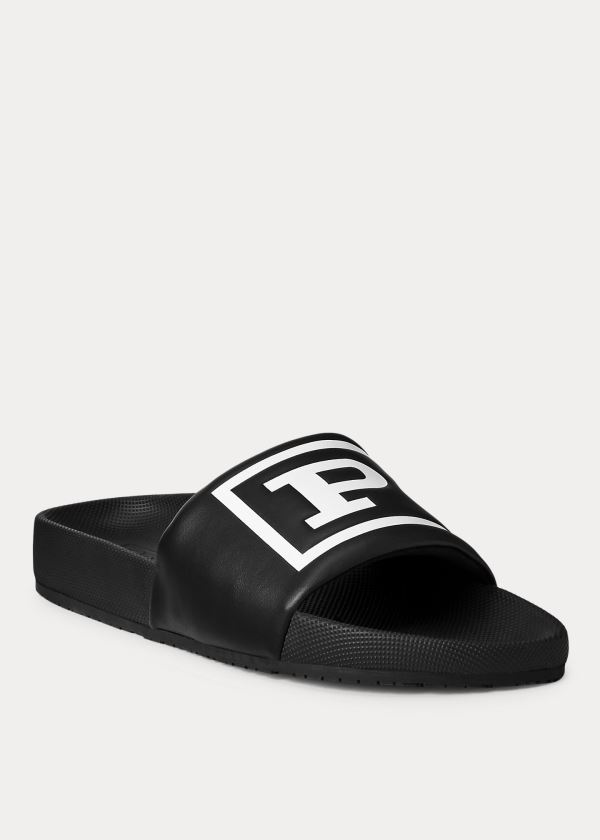 Ralph Lauren Cayson Polo Pantofle Sandal Černé Bílé | P28YHXq4