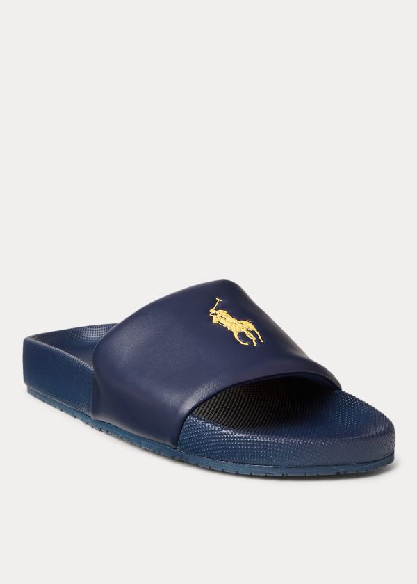 Ralph Lauren Cayson Pony Pantofle Sandal Tmavě Blankyt Zlaté | jRpMlrab