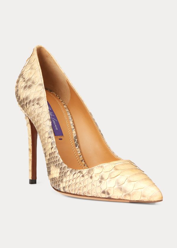 Ralph Lauren Celia Python Pump Hnědé | En8bvoK1
