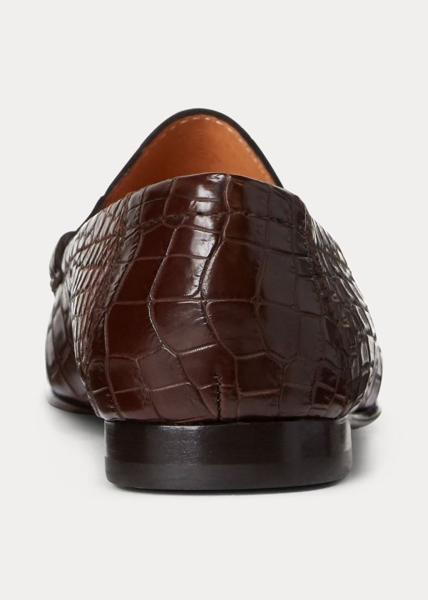 Ralph Lauren Chalmers Crocodile Loafer Tmavě Hnědé | gsaBOI1o