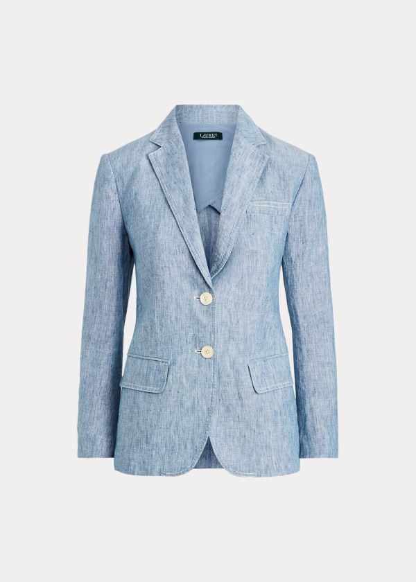 Ralph Lauren Chambray-Linen Blazer Blankyt | qSgHIEaj
