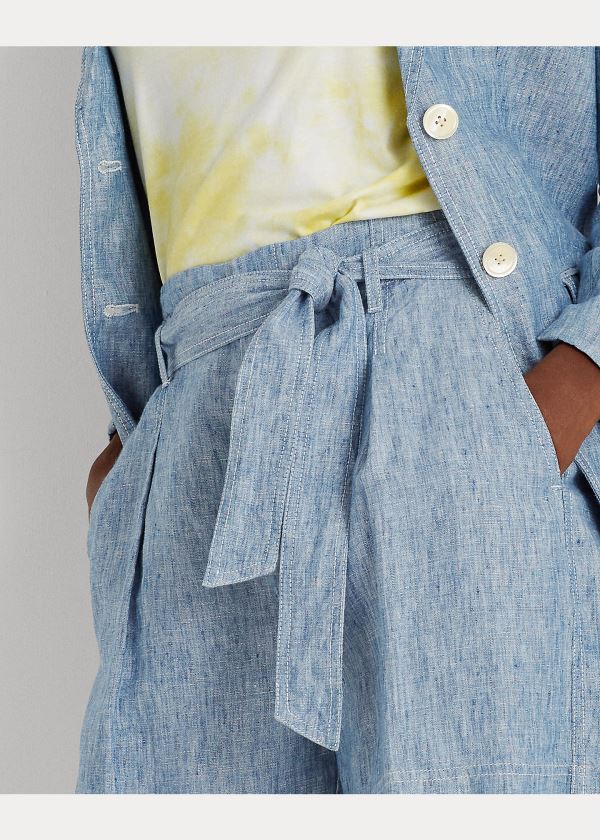 Ralph Lauren Chambray Paperbag Krátké Blankyt | DZcKNjAJ