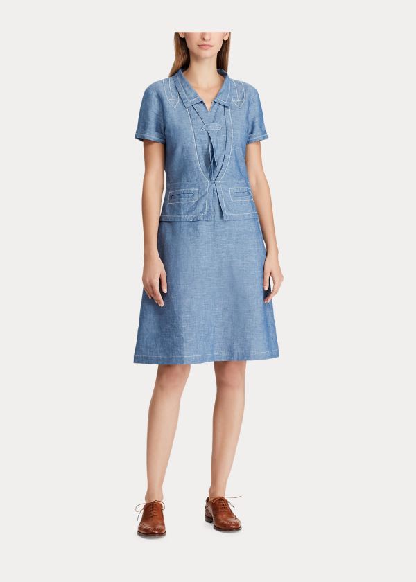 Ralph Lauren Chambray Šaty Indigo | jW7AwauN