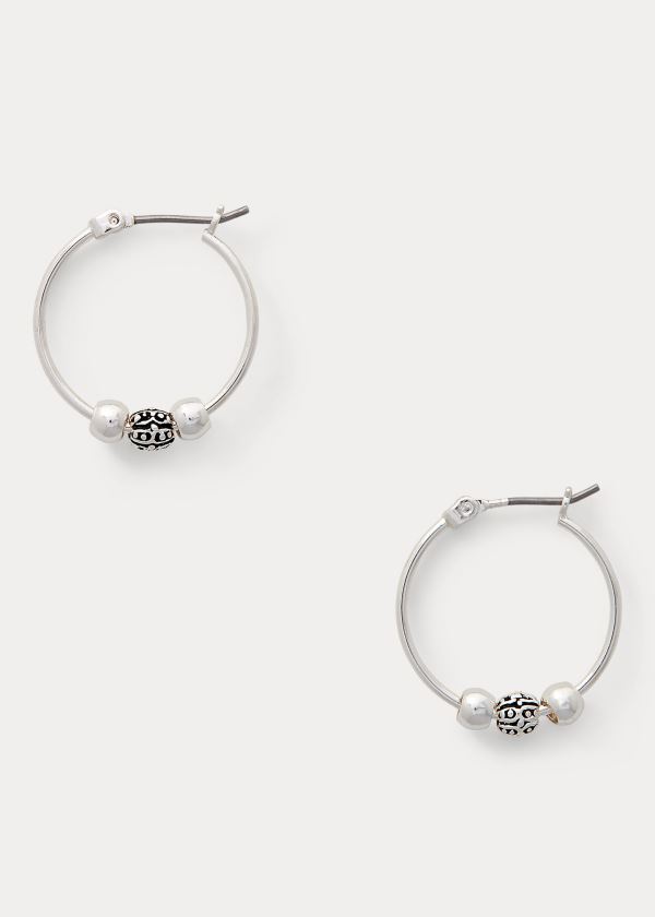 Ralph Lauren Charm Hoop Earrings Stříbrné | u44kRHlZ