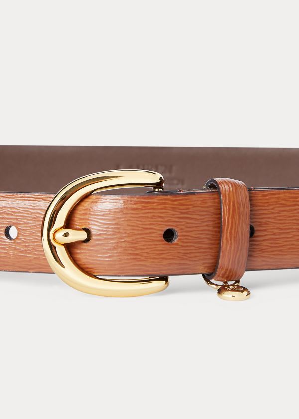 Ralph Lauren Charm Saffiano Læder Belt Hnědé | k7xf1qT3