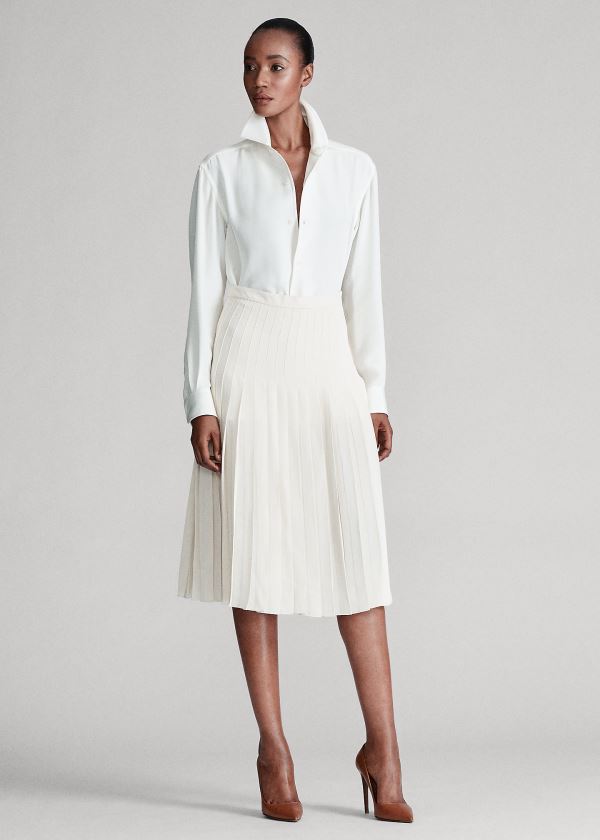 Ralph Lauren Chelsey Crepe Skirt Krém | G16YLhlw