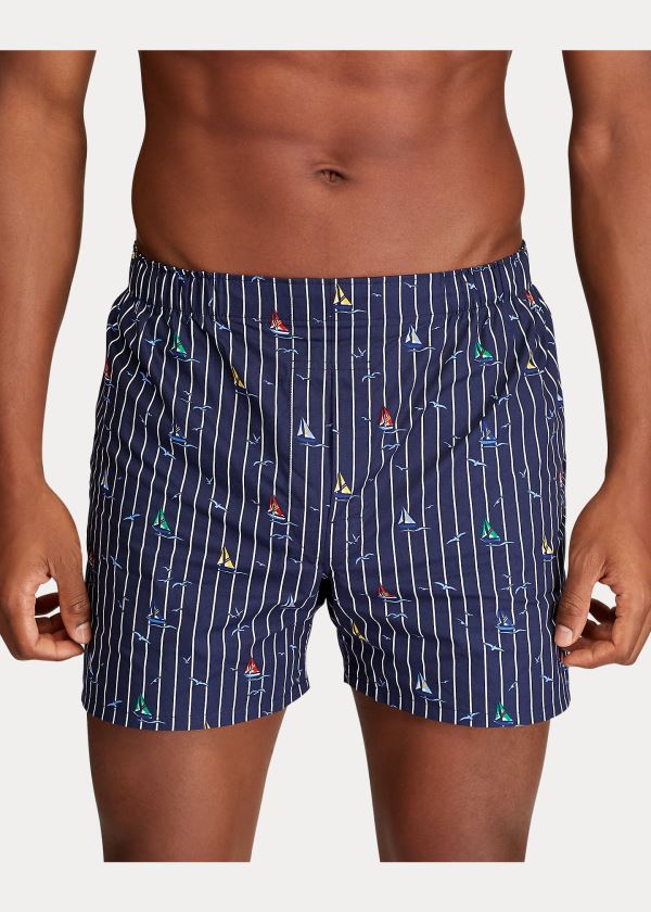 Ralph Lauren Classic Boxerské 3-Pack Tmavě Blankyt Viacfarebný Proužek | jlx8xF6d