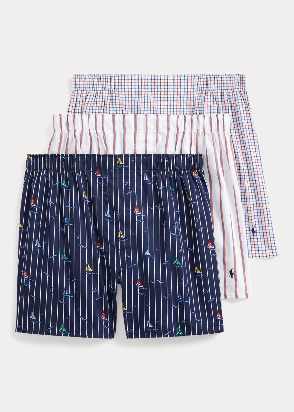 Ralph Lauren Classic Boxerské 3-Pack Tmavě Blankyt Viacfarebný Proužek | jlx8xF6d