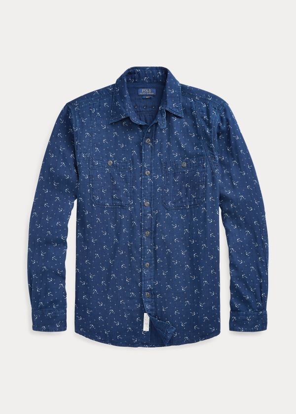 Ralph Lauren Classic Fit Anchor Workshirt Indigo | SIeSzdlK