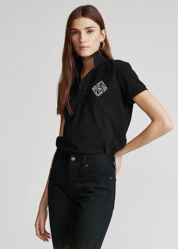 Ralph Lauren Classic Fit Beaded Polo Shirt Černé | pOChOefQ