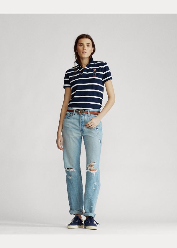 Ralph Lauren Classic Fit Bear Polo Shirt Tmavě Blankyt Bílé | NqG3TXwA