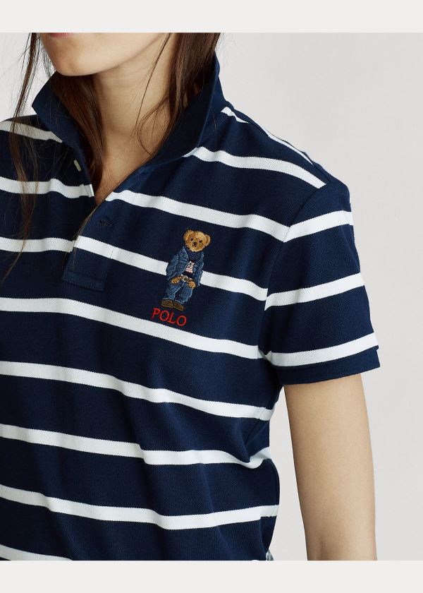 Ralph Lauren Classic Fit Bear Polo Shirt Tmavě Blankyt Bílé | NqG3TXwA