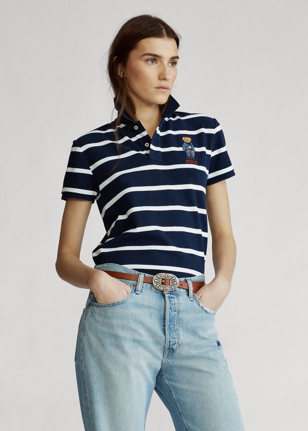 Ralph Lauren Classic Fit Bear Polo Shirt Tmavě Blankyt Bílé | NqG3TXwA
