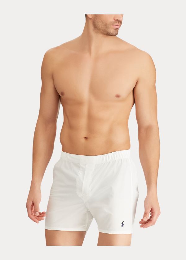 Ralph Lauren Classic Fit Boxerské 3-Pack Bílé | BqUtZejB
