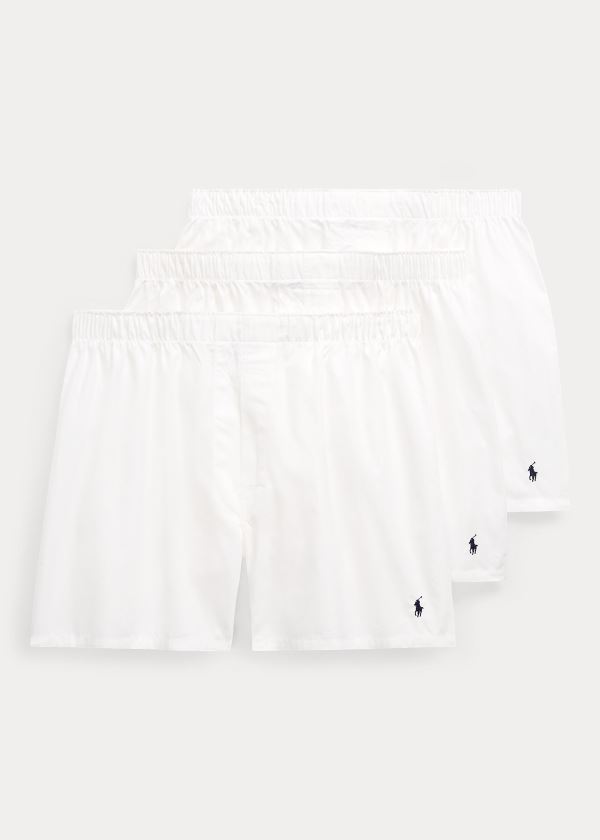 Ralph Lauren Classic Fit Boxerské 3-Pack Bílé | BqUtZejB