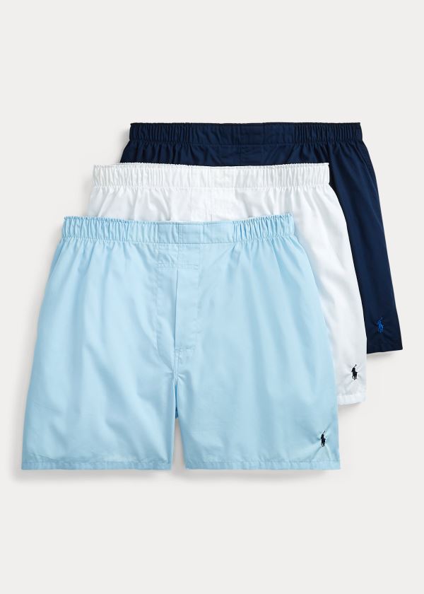 Ralph Lauren Classic Fit Boxerské 3-Pack Blankyt Tmavě Blankyt Bílé | EhFJDt2a
