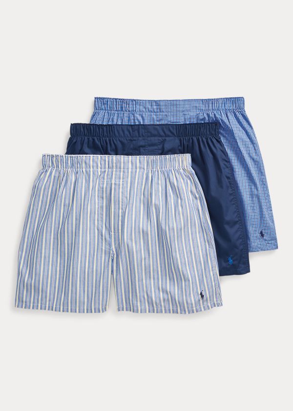 Ralph Lauren Classic Fit Boxerské 3-Pack Blankyt Proužek | weQtd3CM