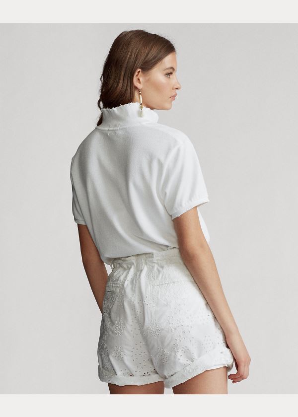Ralph Lauren Classic Fit Frayed Polo Shirt Bílé | PRHSKDPR