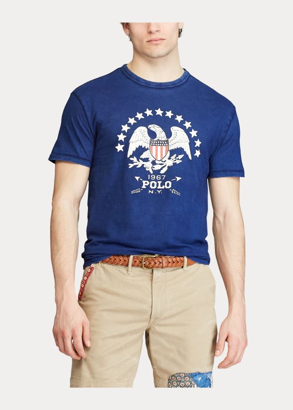 Ralph Lauren Classic Fit Graphic T-Shirt Tmavě Blankyt Královská Modrá | S74gAgto