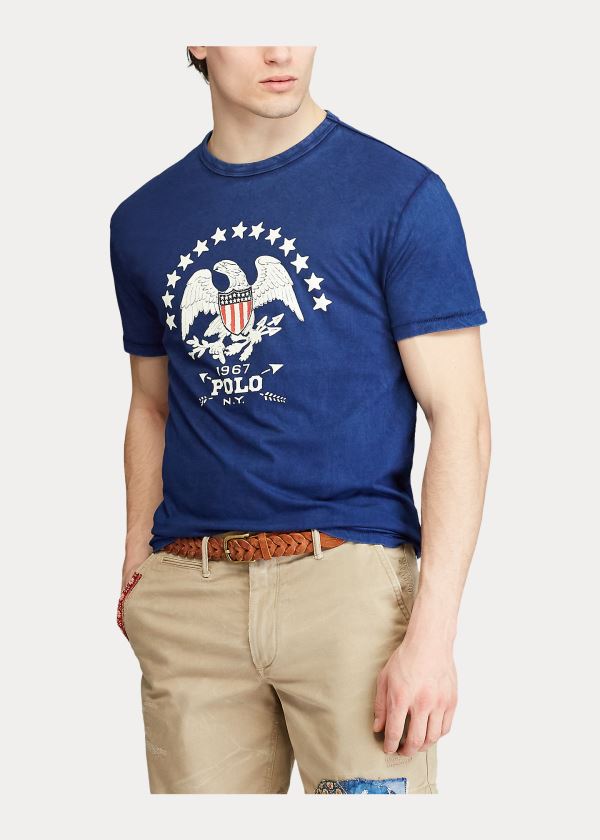 Ralph Lauren Classic Fit Graphic T-Shirt Tmavě Blankyt Královská Modrá | S74gAgto