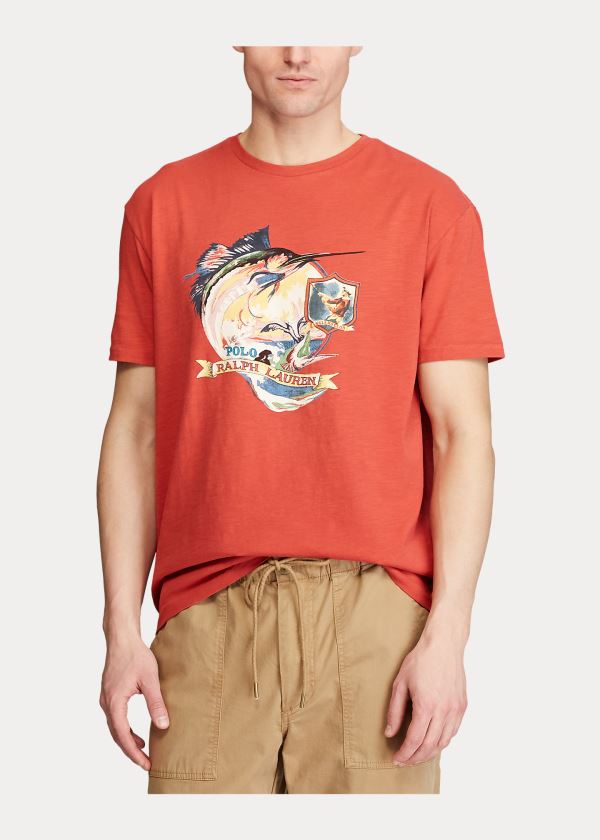 Ralph Lauren Classic Fit Graphic T-Shirt Červené | UEOeavxt
