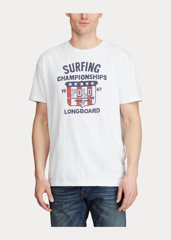 Ralph Lauren Classic Fit Graphic T-Shirt Bílé | gcQ4pIp4