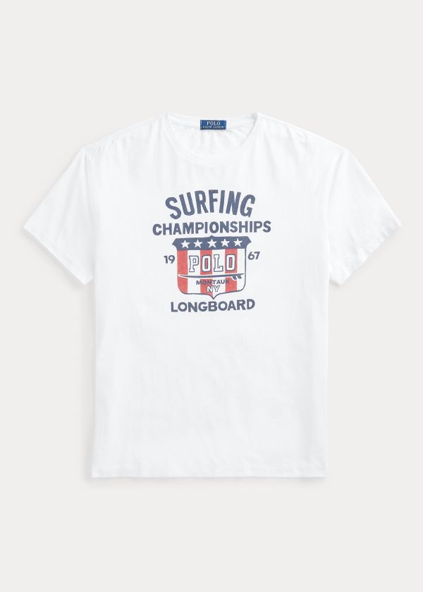 Ralph Lauren Classic Fit Graphic T-Shirt Bílé | gcQ4pIp4