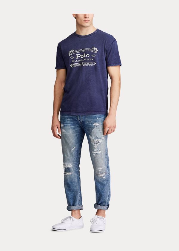 Ralph Lauren Classic Fit Graphic T-Shirt Tmavě Blankyt | rRggwzZW