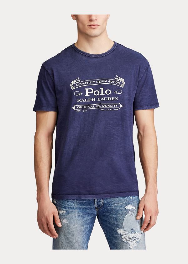 Ralph Lauren Classic Fit Graphic T-Shirt Tmavě Blankyt | rRggwzZW