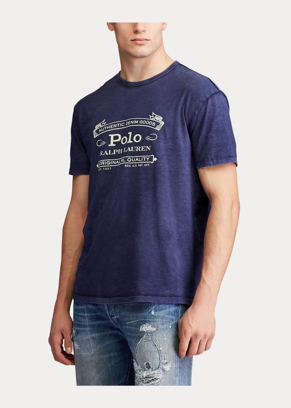 Ralph Lauren Classic Fit Graphic T-Shirt Tmavě Blankyt | rRggwzZW