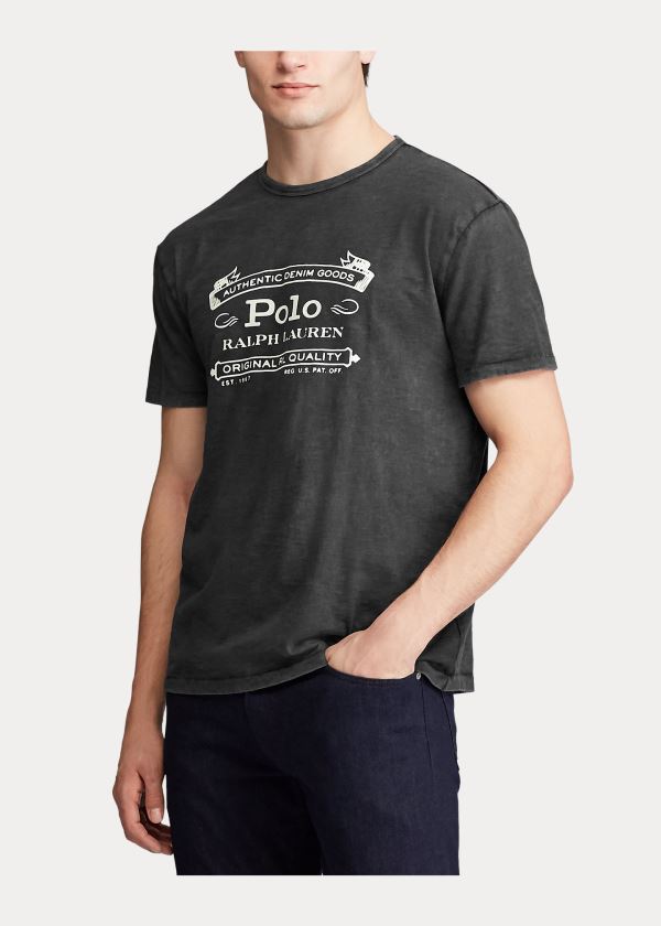 Ralph Lauren Classic Fit Graphic T-Shirt Černé | uWpBmOS8