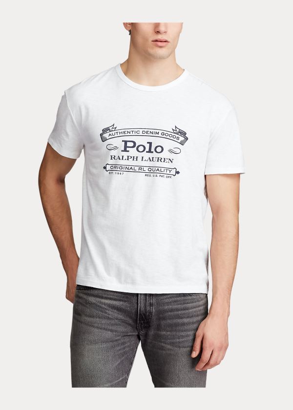 Ralph Lauren Classic Fit Graphic T-Shirt Bílé | z7fzbLv8